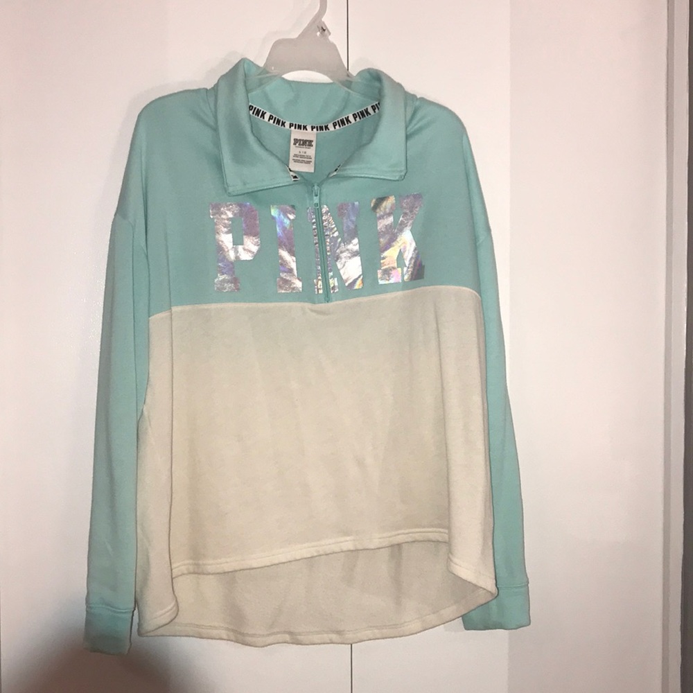 Pink Victoria Secret zip up crew neck